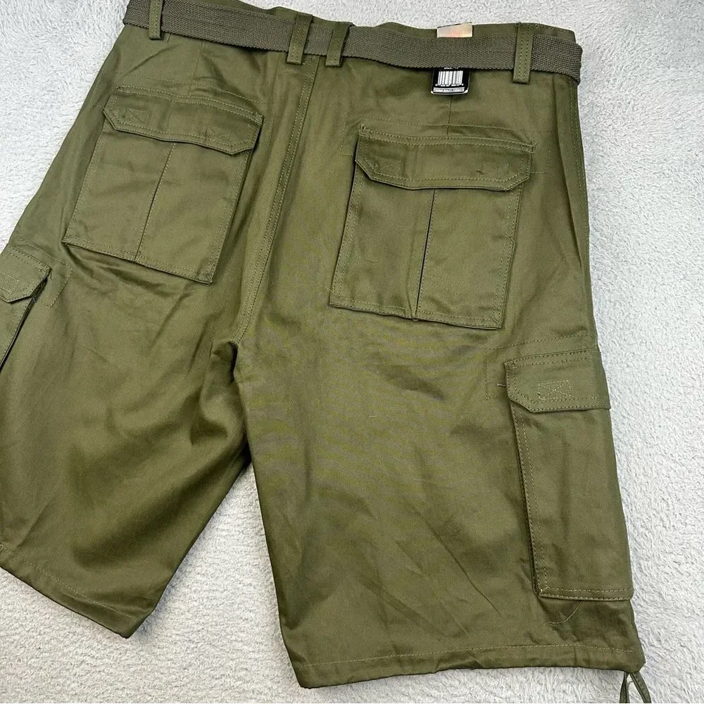 Noiz Cargo Shorts Mens 42 Green Baggy Grunge Belted KP420M 90s Casual 40x12* NEW